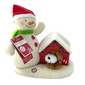 Hallmark Deck the Halls Duo Techno Plush Animatedand musical Snowman & Dog NEW